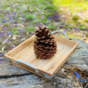 Wood Tray with Galvanized Handle & Accents